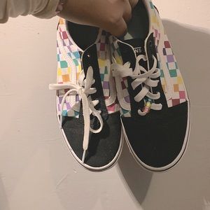 rainbow checkered vans